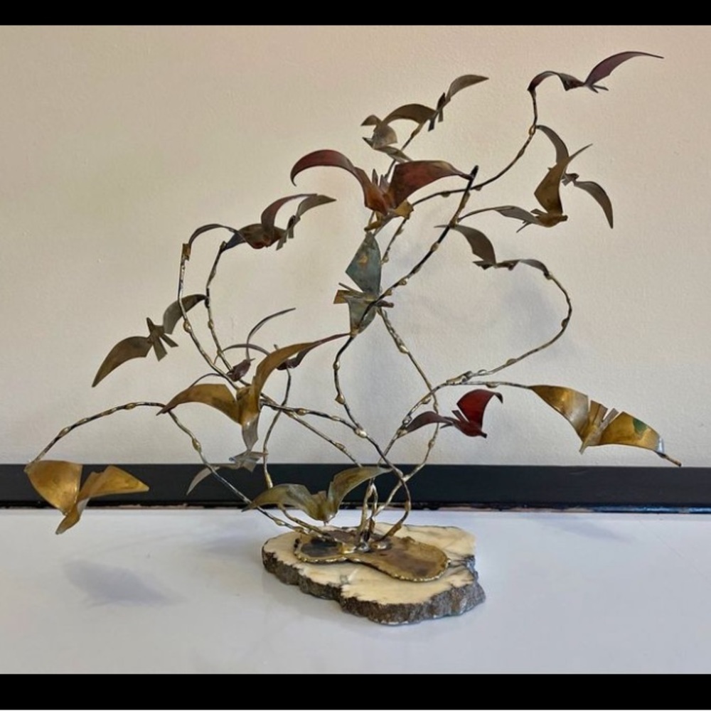 Vintage Brutalist Metal Bird Sculpture by Cliff Widdowson